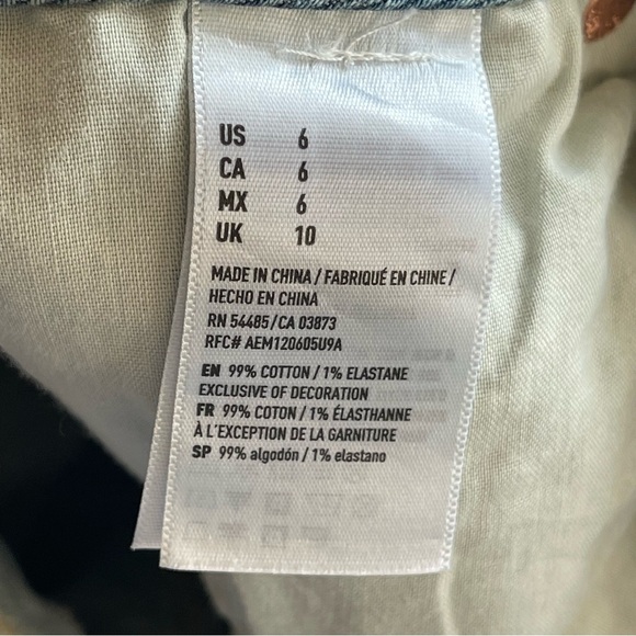 American Eagle High Rise Pencil Light Blue Denim Button Up Skirt Size 6 - Picture 6 of 9